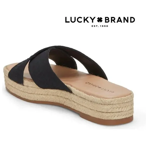New Lucky Brand Gayte Slide Sandal, Size  7.5 and 8 in Black Textile - Picture 2 of 9